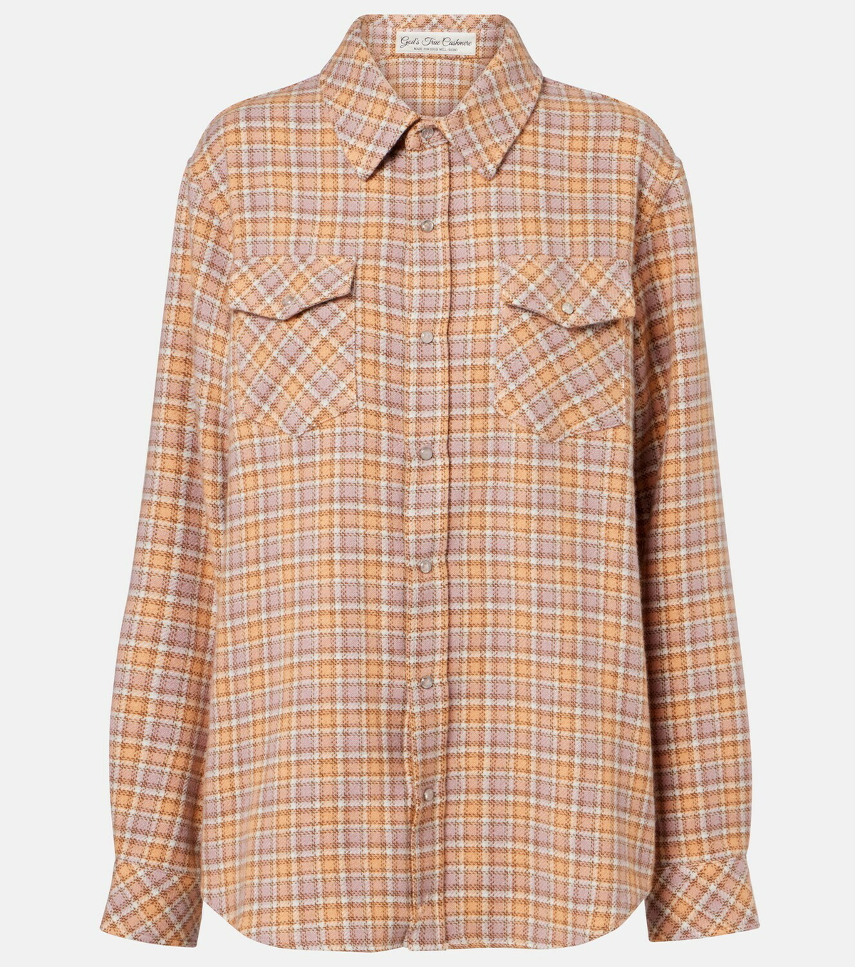 God's True Cashmere Midnight Rose plaid cashmere shirt