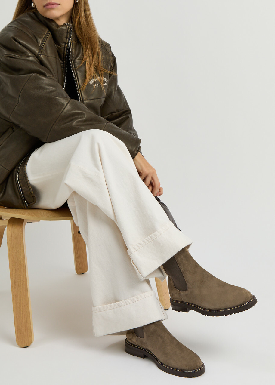 Legres Suede Chelsea Ankle Boots Khaki