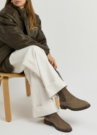 Legres Suede Chelsea Ankle Boots Khaki