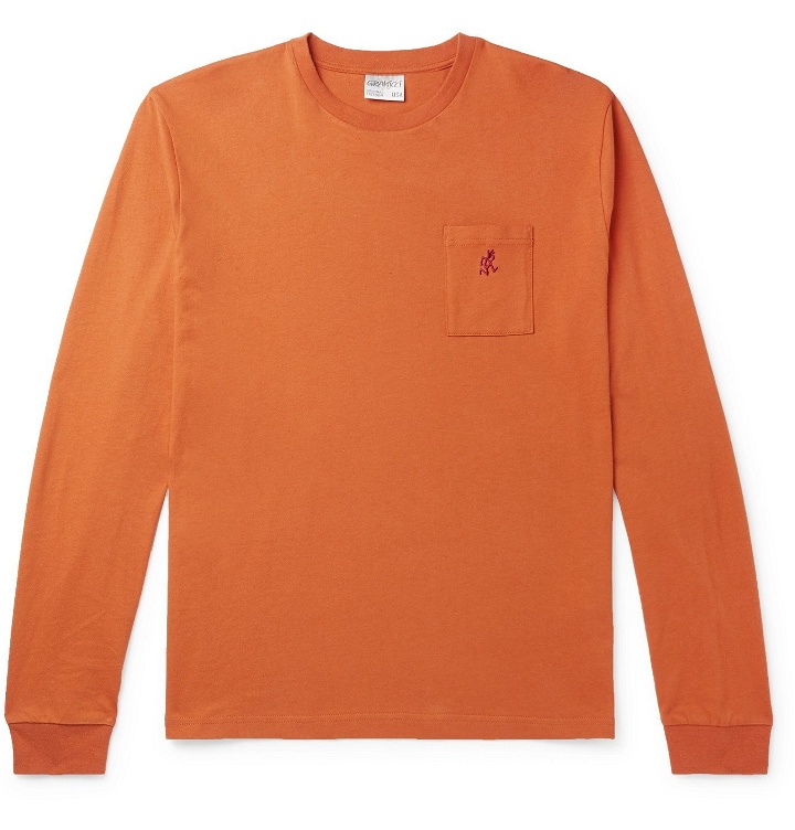 Photo: Gramicci - One Point Logo-Embroidered Cotton-Jersey T-Shirt - Orange