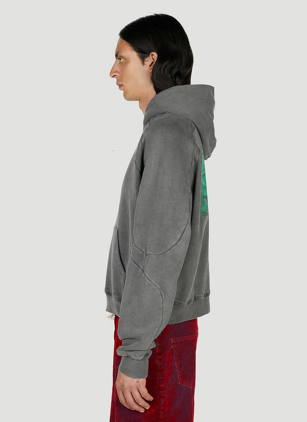 Ottolinger - x Brook Hsu Multiline Hooded Sweatshirt in Dark Grey