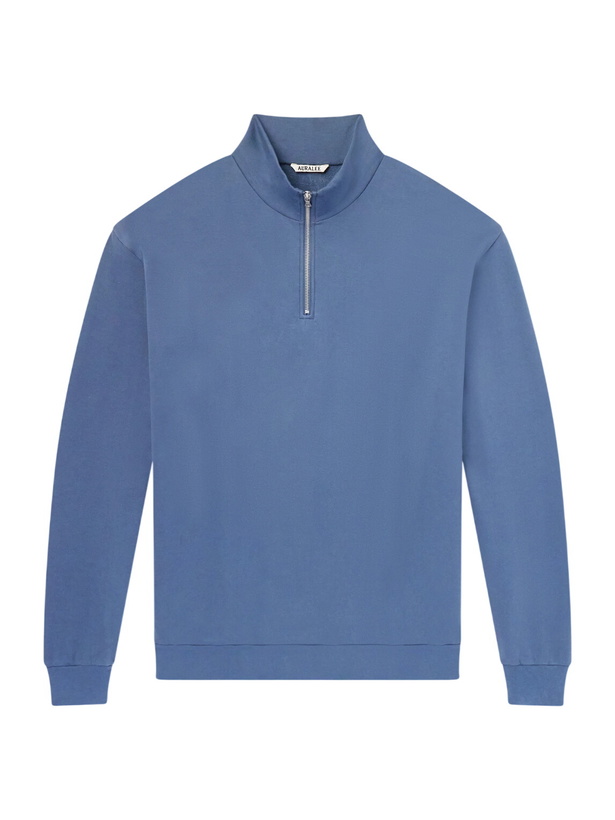 Photo: Auralee - Cotton Half-Zip Sweatshirt - Blue