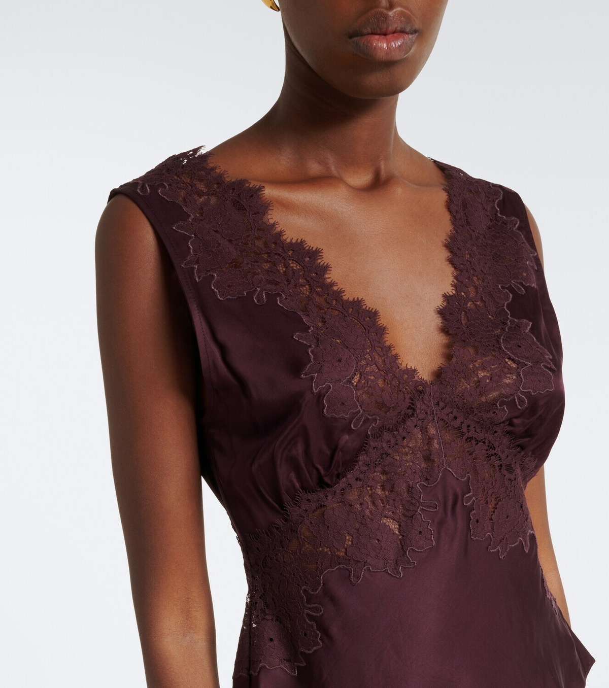 Rixo Emmie lace-trimmed satin top