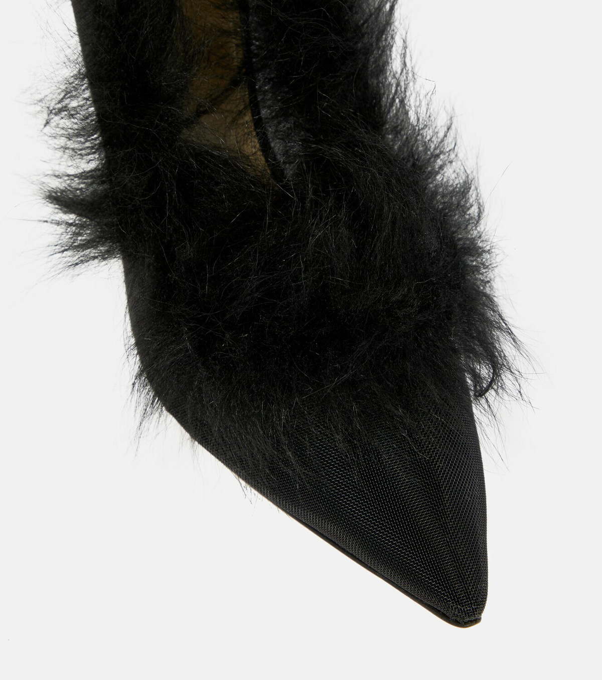 Khaite River shearling-trimmed mesh pumps Khaite