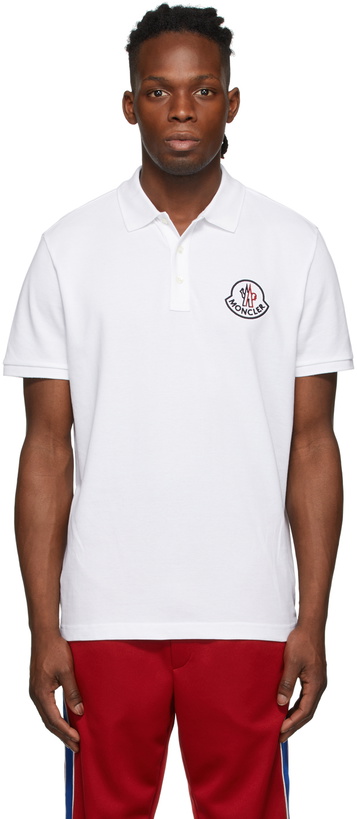 Photo: Moncler White Tricolor Logo Polo