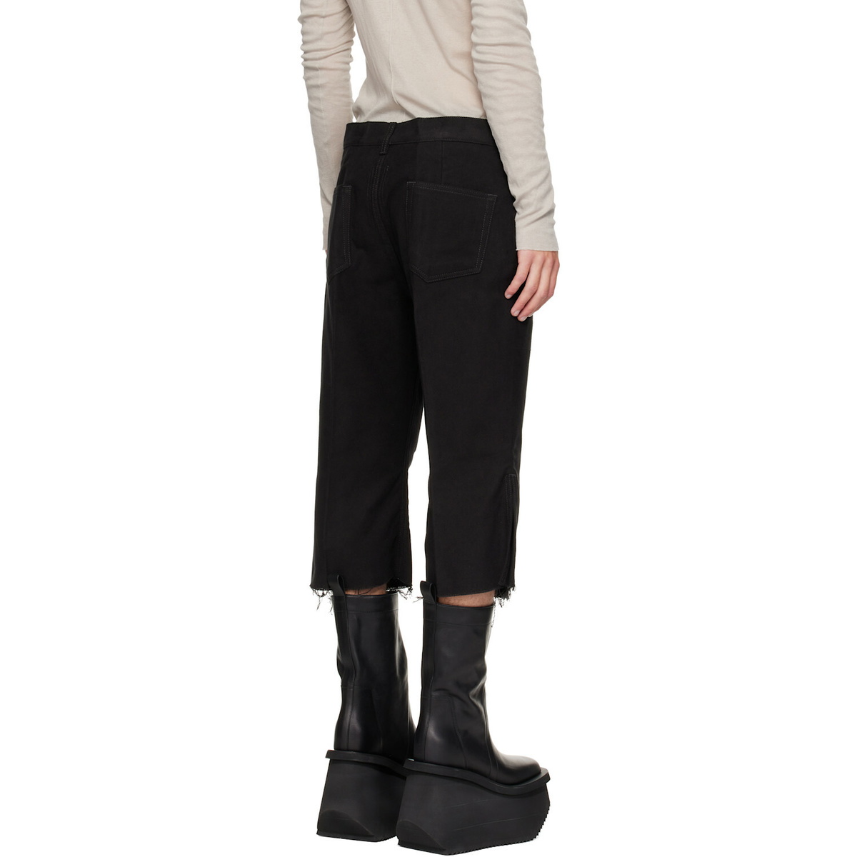 Rick Owens Black Tower Bolan Cutoff Jeans