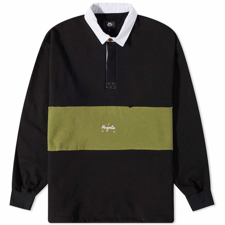 Photo: Magenta Men's F.R.A. Long Sleeve Pocket Polo Shirt in Black