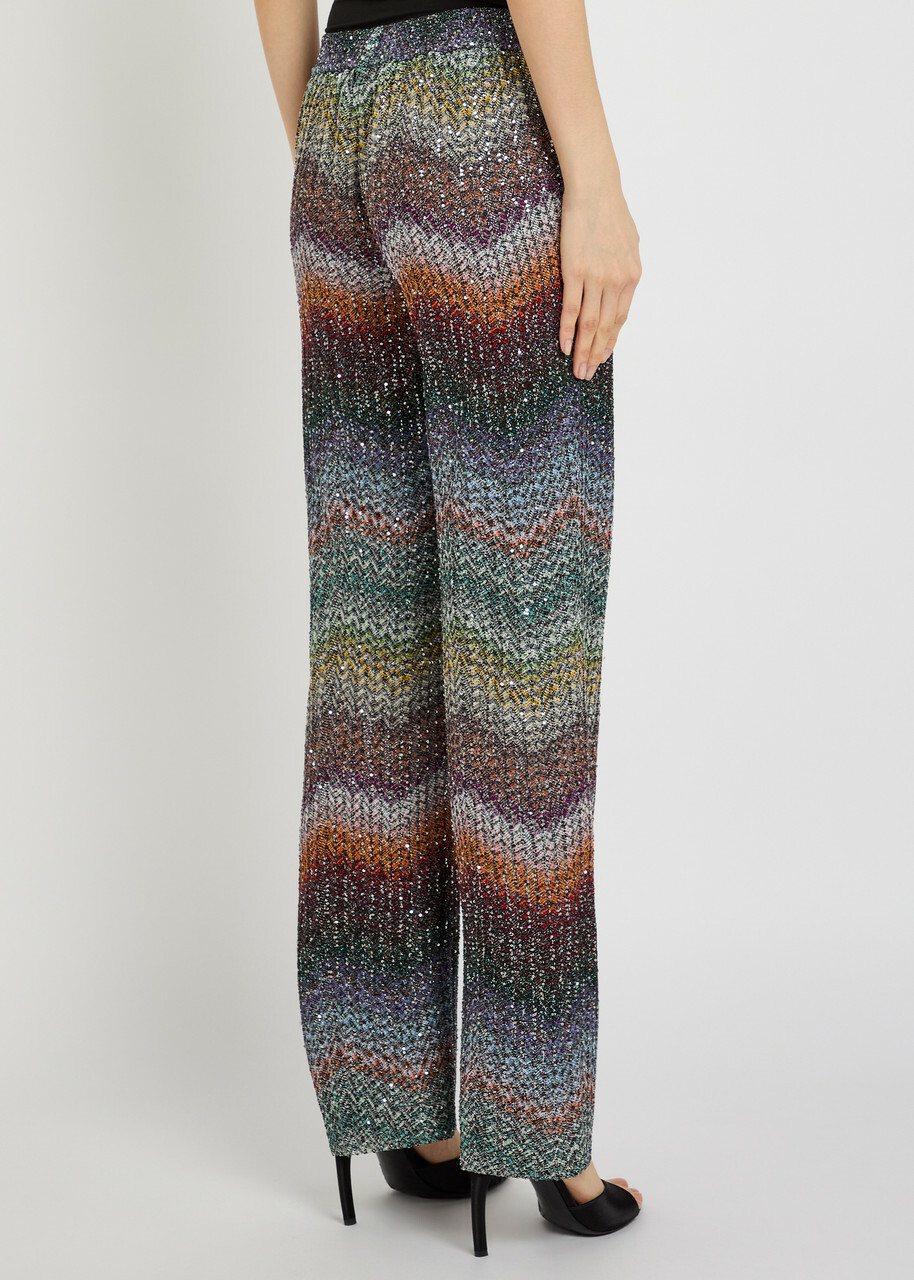 Missoni Sequin-embellished Zigzag Metallic-knit Trousers Multicoloured 1