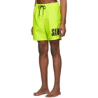 Saturdays NYC Yellow Timothy Accordion Logo Swim Shorts