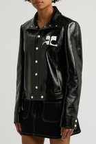 Courrèges Boxy Crinkled Vinyl Jacket Black