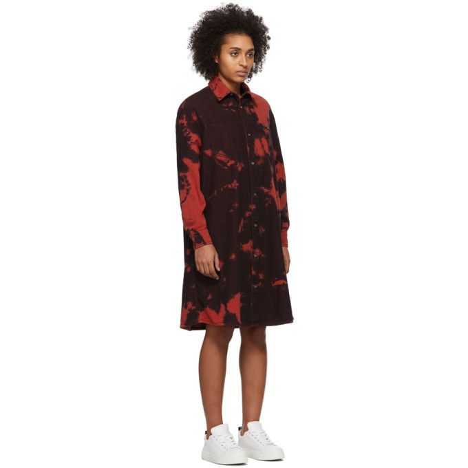 McQ Alexander McQueen Red Tatsuko Tie-Dye Shirt Dress McQ