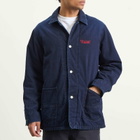 Visvim Men's Osiris Down Coverall Damaged Shirt Jacket in Indigo