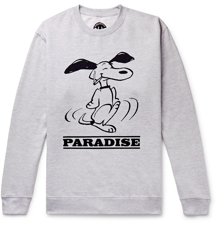 Photo: PARADISE - Happy Dance Printed Mélange Fleece-Back Cotton-Blend Jersey Sweatshirt - Gray