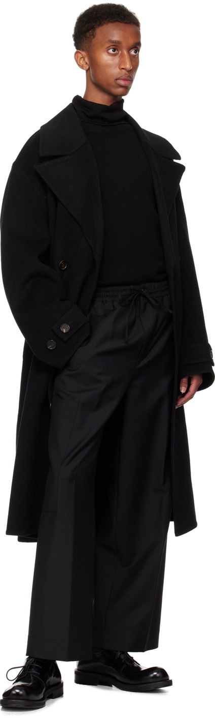 Róhe Black Double Faced Wool Trench Coat
