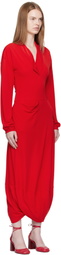 LEMAIRE Red V Neck Maxi Dress