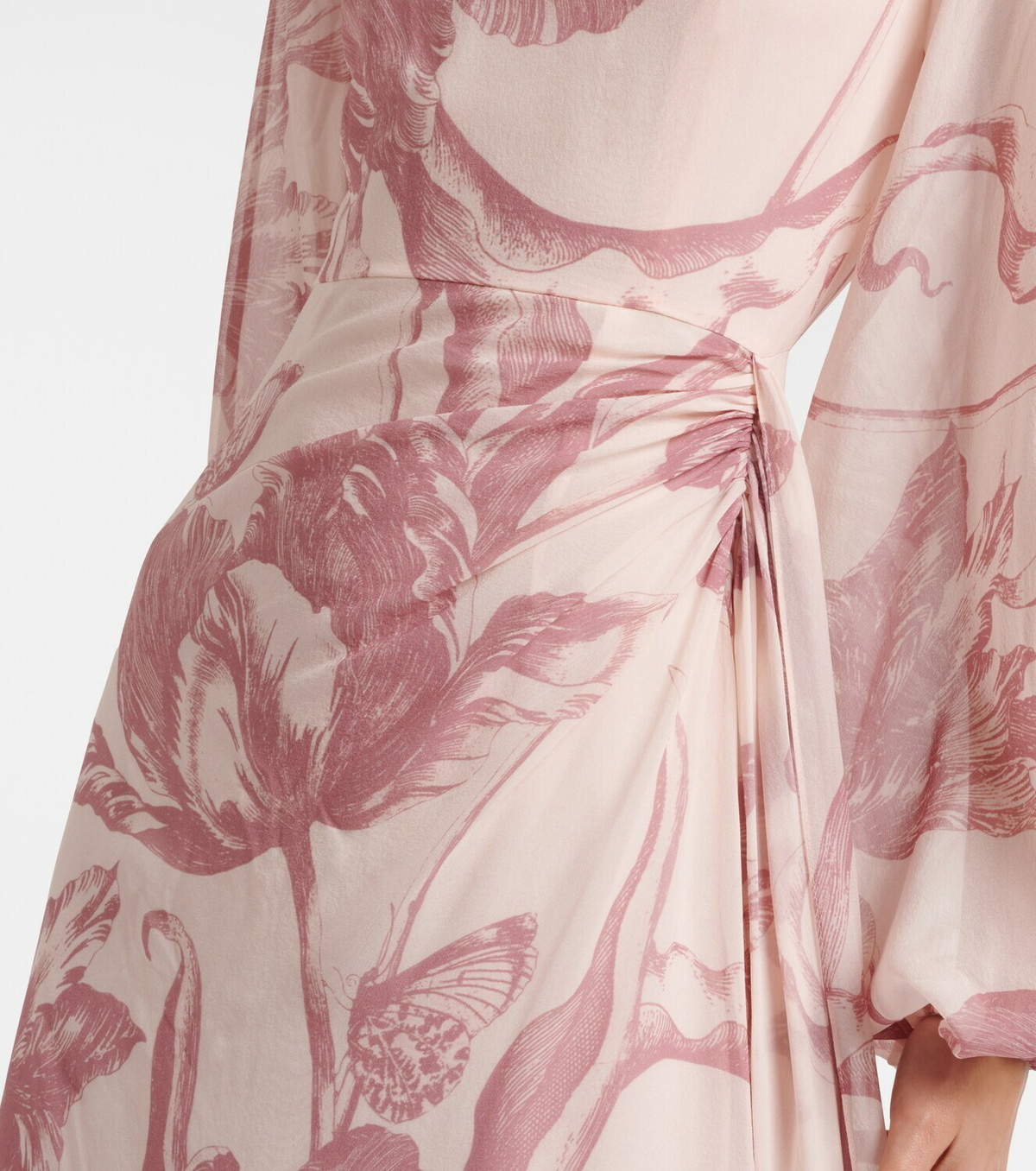 Erdem Draped floral silk voile gown