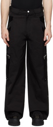CMMAWEAR Black Snapped Hem Cargo Pants