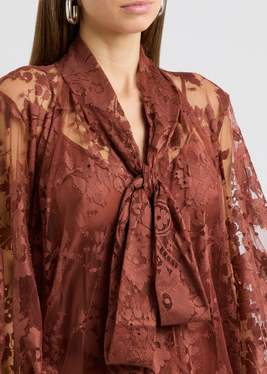 Zimmermann Illustration Lace Mini Dress Brown Zimmermann