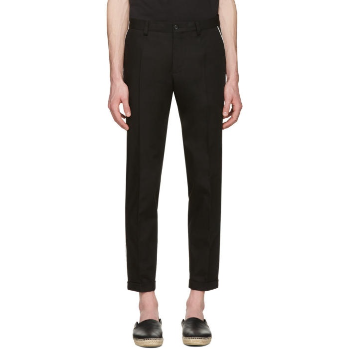 Photo: Dolce and Gabbana Black Contrast Piping Trousers