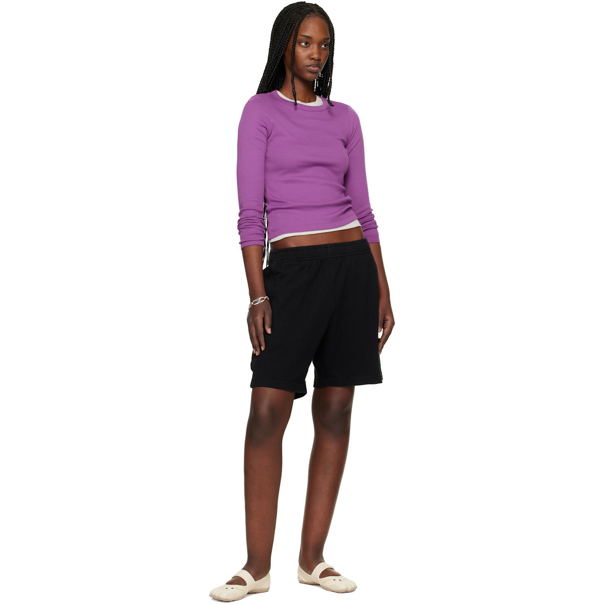 Stone Island Black 6200014 Malfilé Fleece Old Effect Shorts