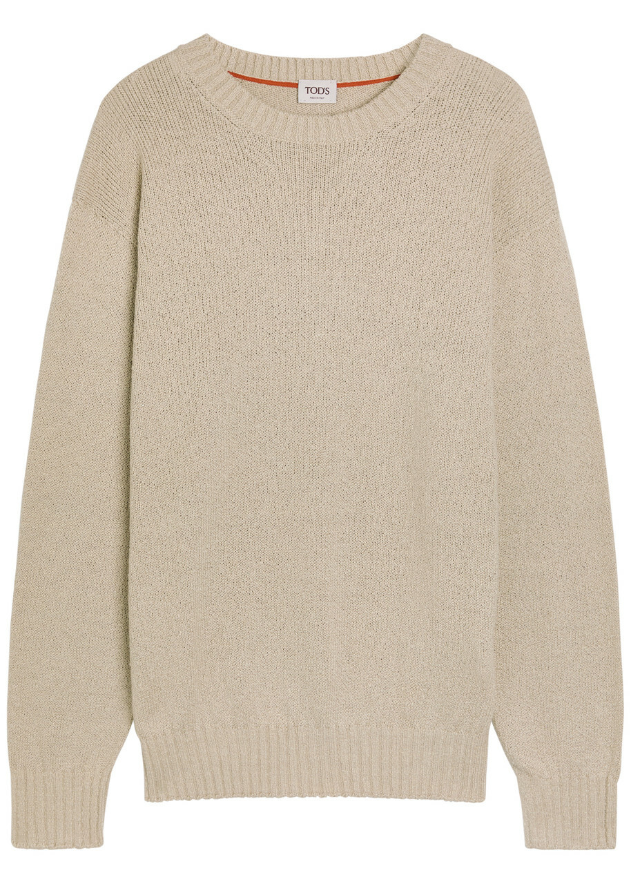 Tods Crew-neck Cotton-knit Jumper Off White