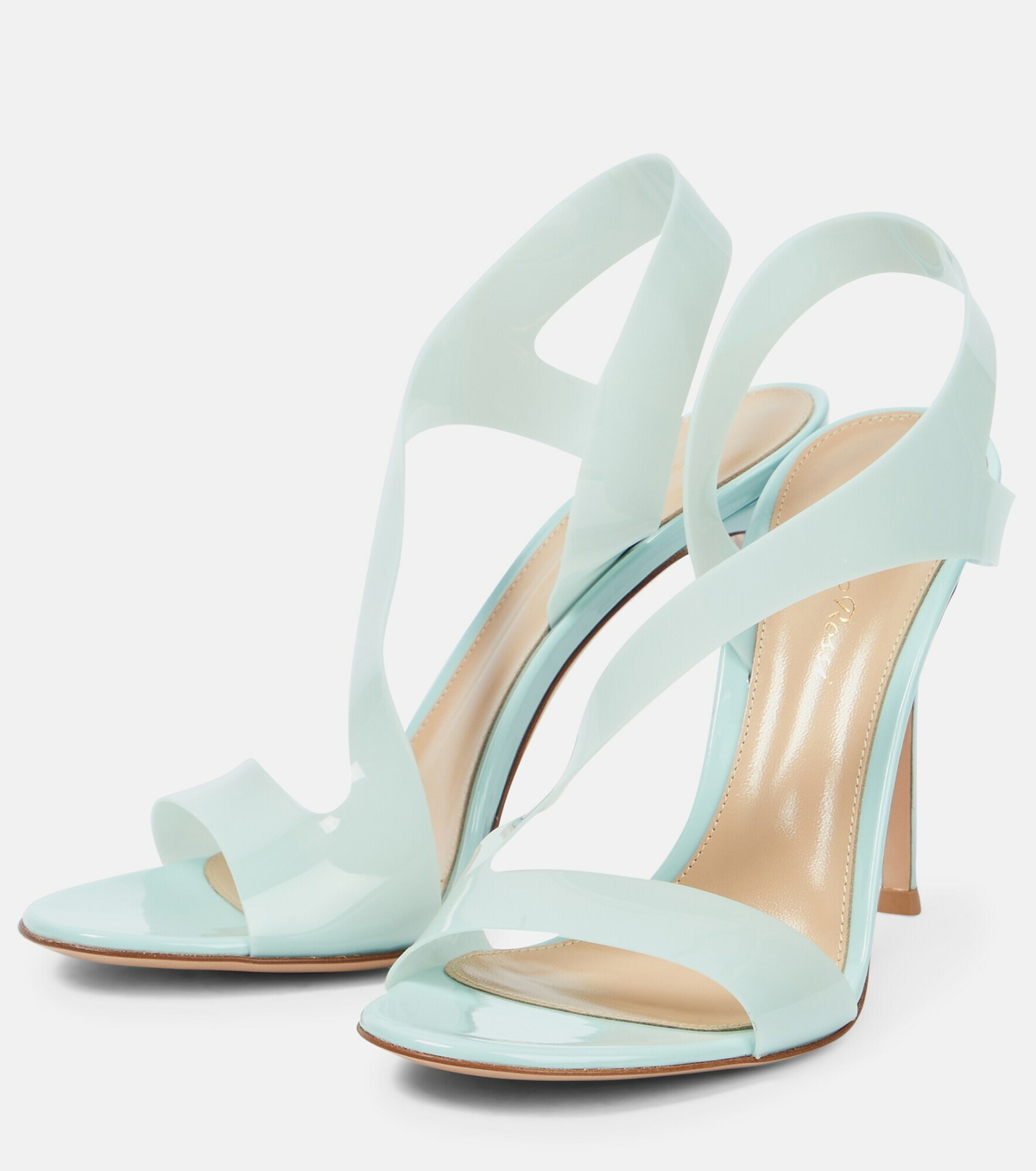 【Gianvito Rossi】 Metropolis 105 PVCスリングバックサンダル Metropolis 105 PVC slingback sandals in gold - Gianvito