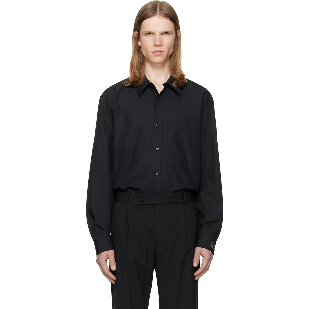 BALMAIN Black 'Balmain Paris' Cotton Poplin Shirt