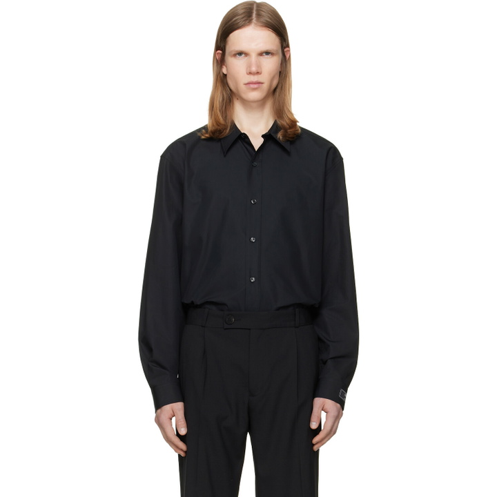 Photo: BALMAIN Black 'Balmain Paris' Cotton Poplin Shirt