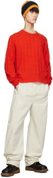 Guest in Residence Red Twin Cable Sweater