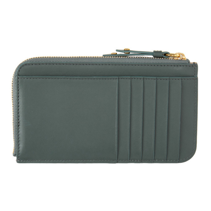 Chloe Blue Medium Embroidered Horses Signature Card Holder