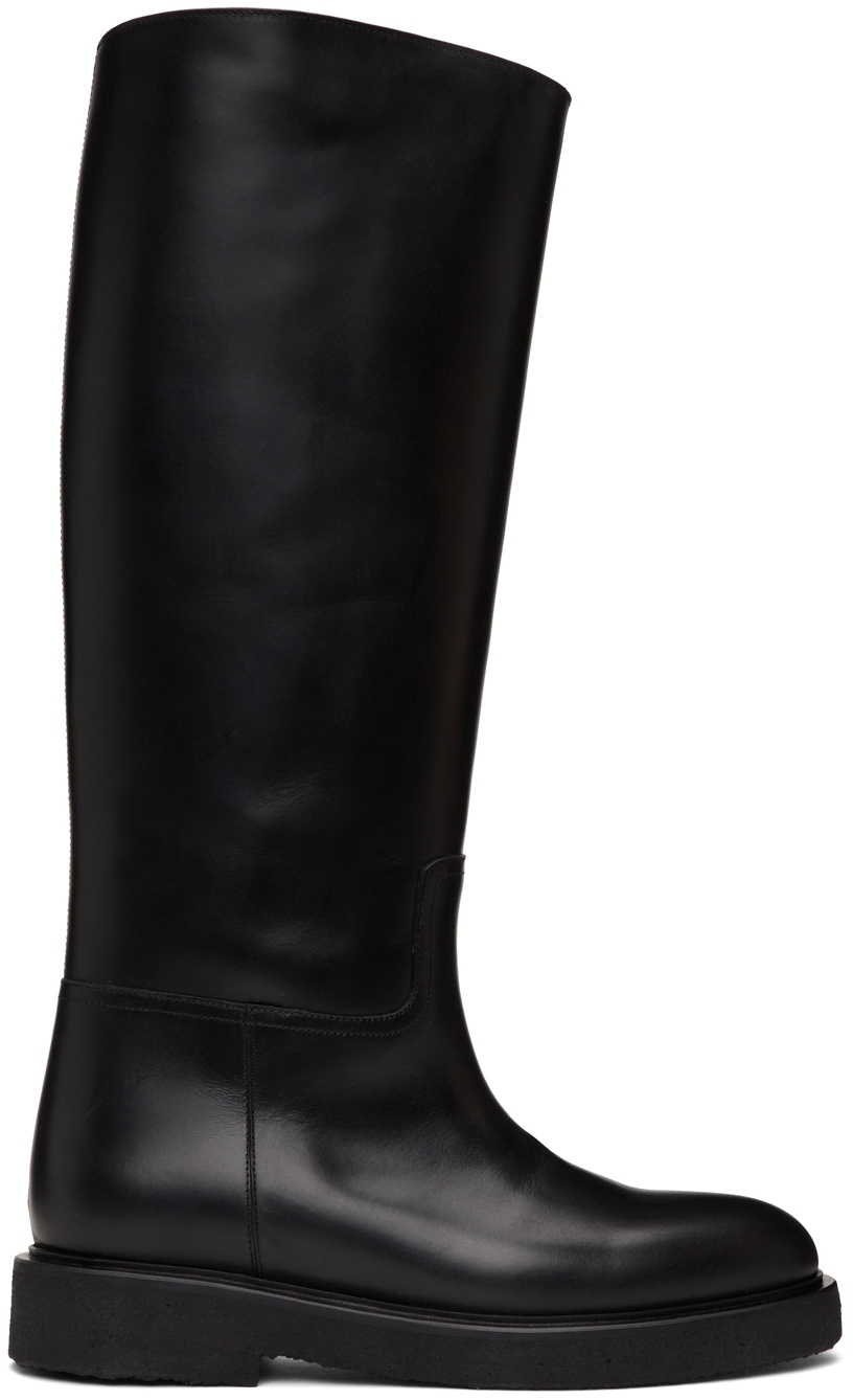 Legres Black Crepe Sole Riding Boots Legres