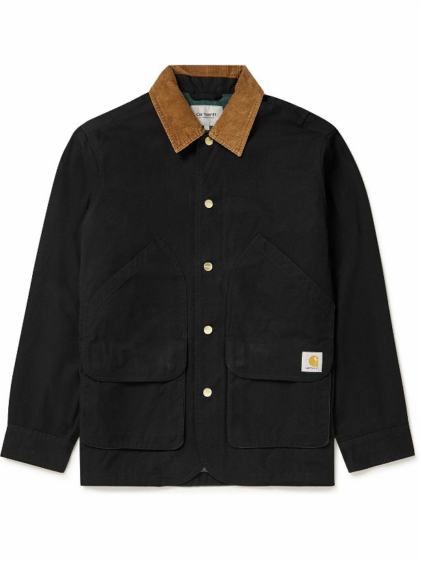 Photo: Carhartt WIP - Heston Corduroy-Trimmed Colour-Block Cotton-Canvas Jacket - Black