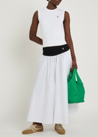 Polo Ralph Lauren Logo-embroidered Cotton-poplin Maxi Skirt White And Black