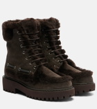 Brunello Cucinelli Monili shearling-trimmed suede lace-up boots