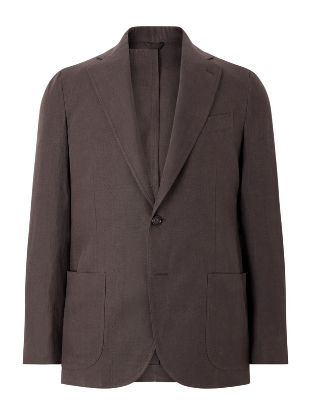 Photo: De Petrillo - Linen Single-Breasted Blazer - Brown