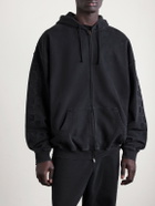 VETEMENTS - Logo-Embroidered Cotton-Jersey Zip-Up Hoodie - Black