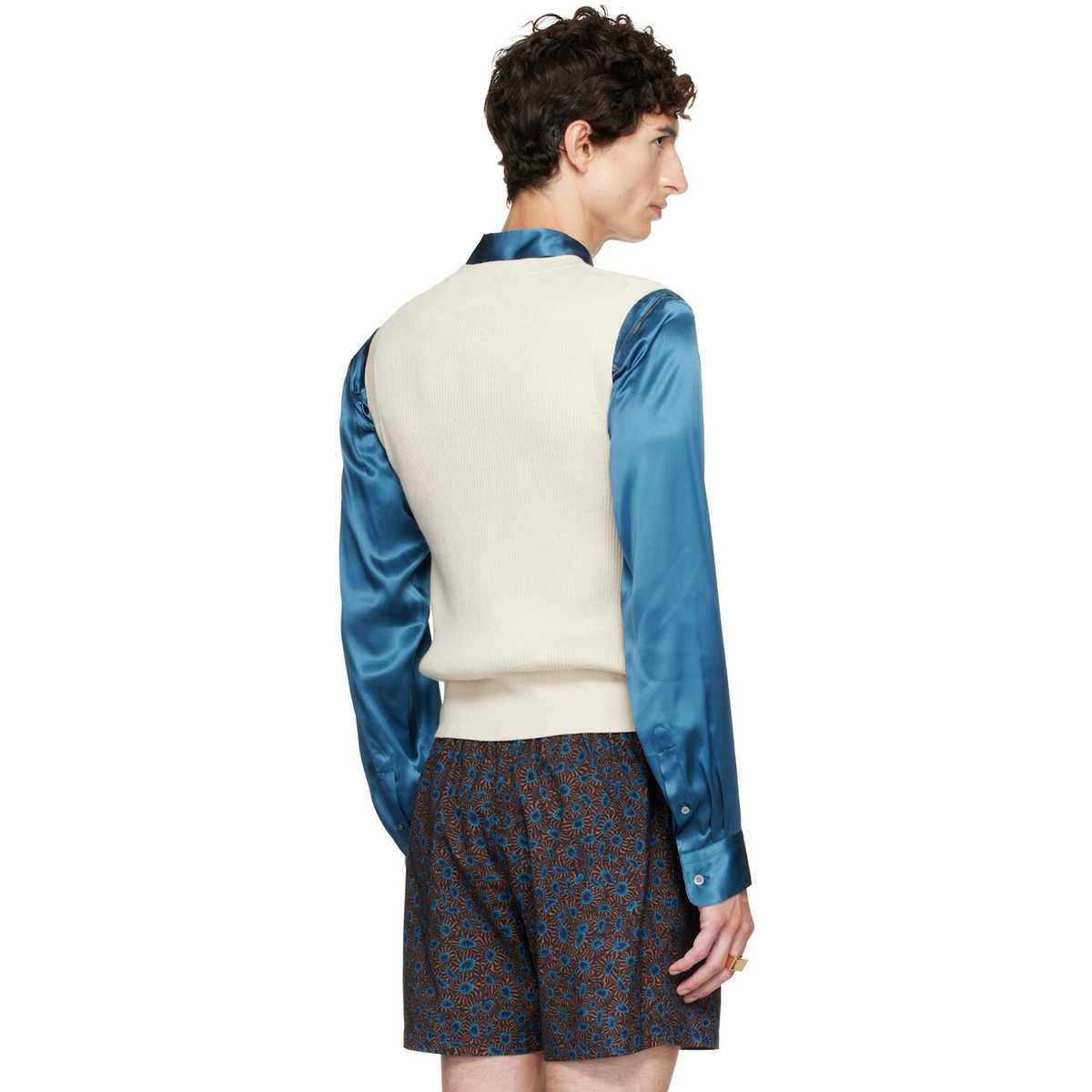 Dries Van Noten Off-White Jacquard Wool Sweater Vest