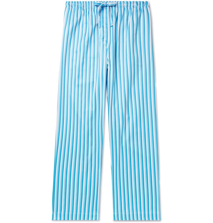 Photo: DEREK ROSE - Striped Cotton-Poplin Pyjama Trousers - Blue