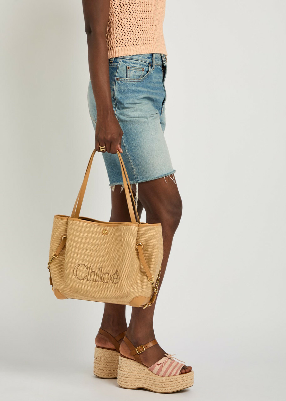 Chloe Clover Logo-embroidered Raffia Tote bag - Brown - One Size