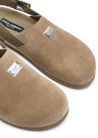 Dolce & Gabbana Clog Suede Sliders Tan
