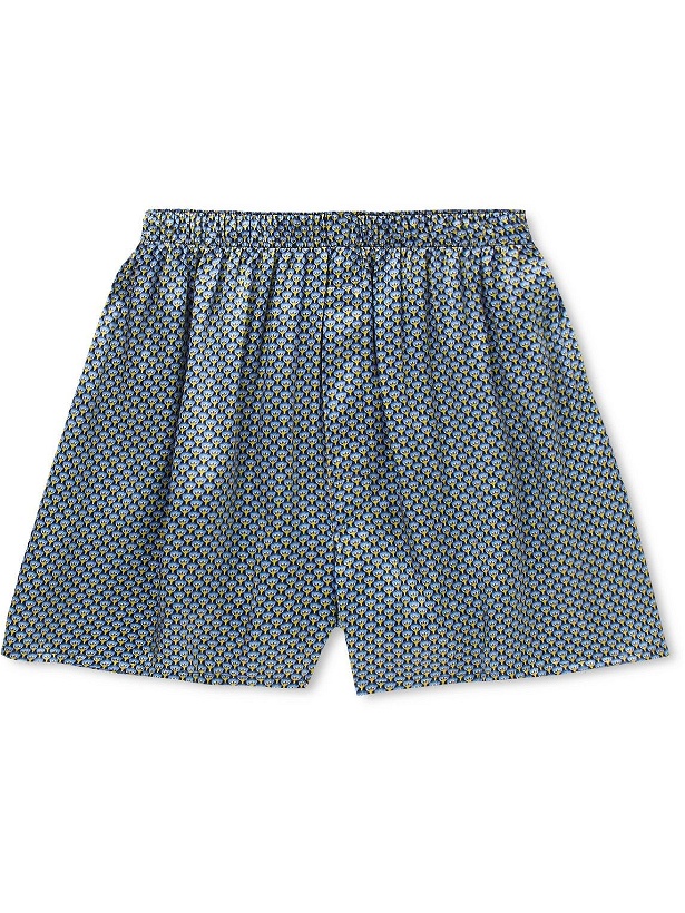 Photo: Sunspel - Printed Silk-Satin Boxer Shorts - Blue