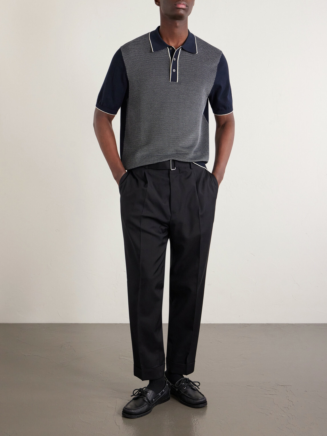 Hartford - Jacquard-Knit Cotton Polo Shirt - Blue