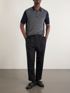 Hartford - Jacquard-Knit Cotton Polo Shirt - Blue