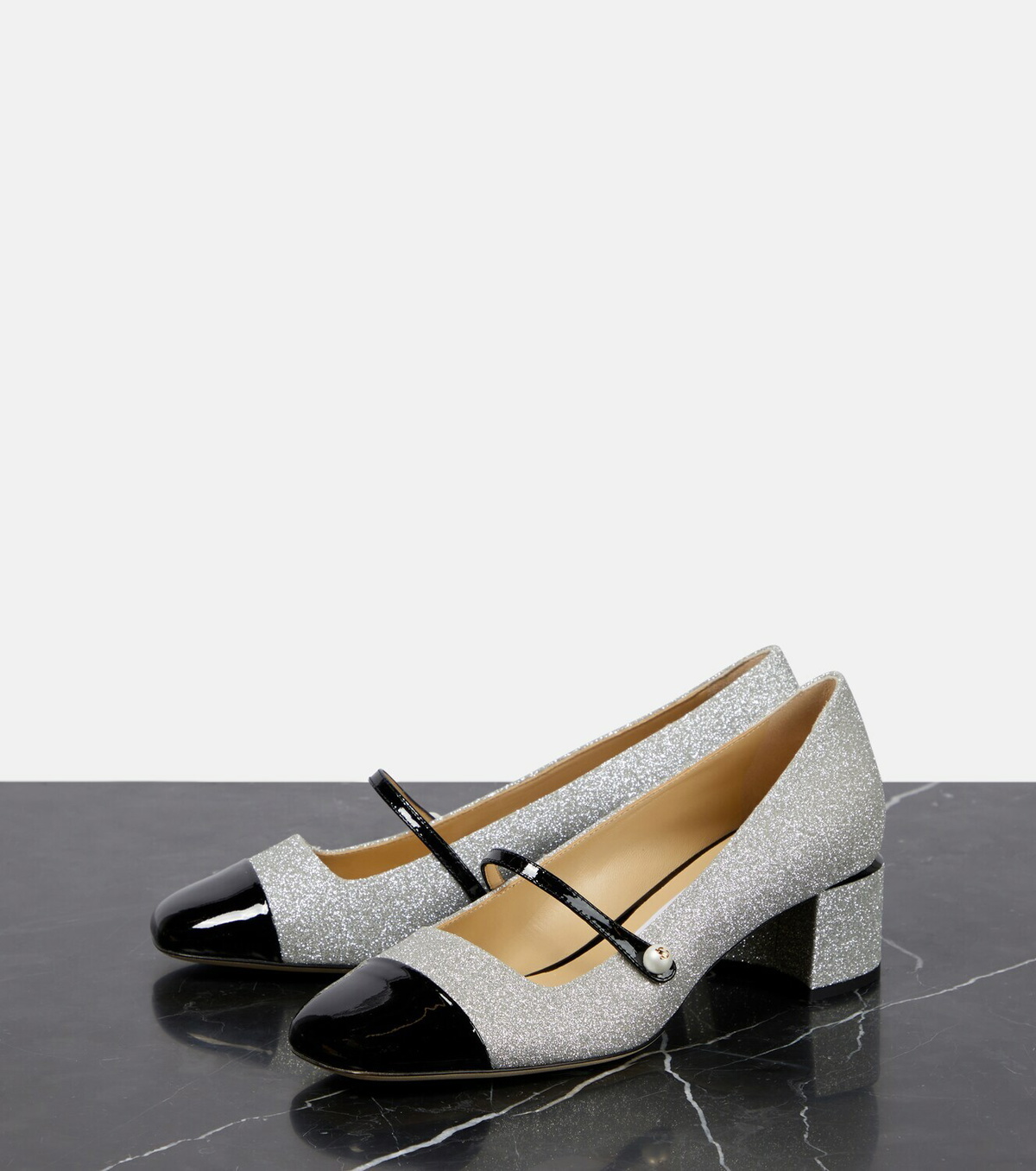 パンプス JIMMY CHOO Embellished Leather Elisa 45 Pumps ELISA 45 | Black Nappa and Patent Leather Pumps | Summer