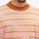 Marni Men's Striped Floral T-Shirt in Pink Gummy