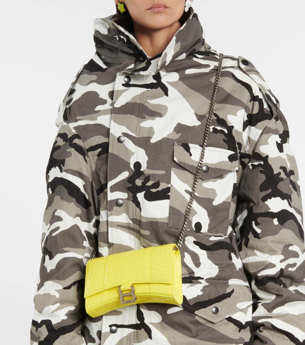 Balenciaga Hourglass croc-effect leather wallet on chain