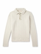 Marni - Embroidered Wool and Cashmere-Blend Half-Zip Sweater - Neutrals