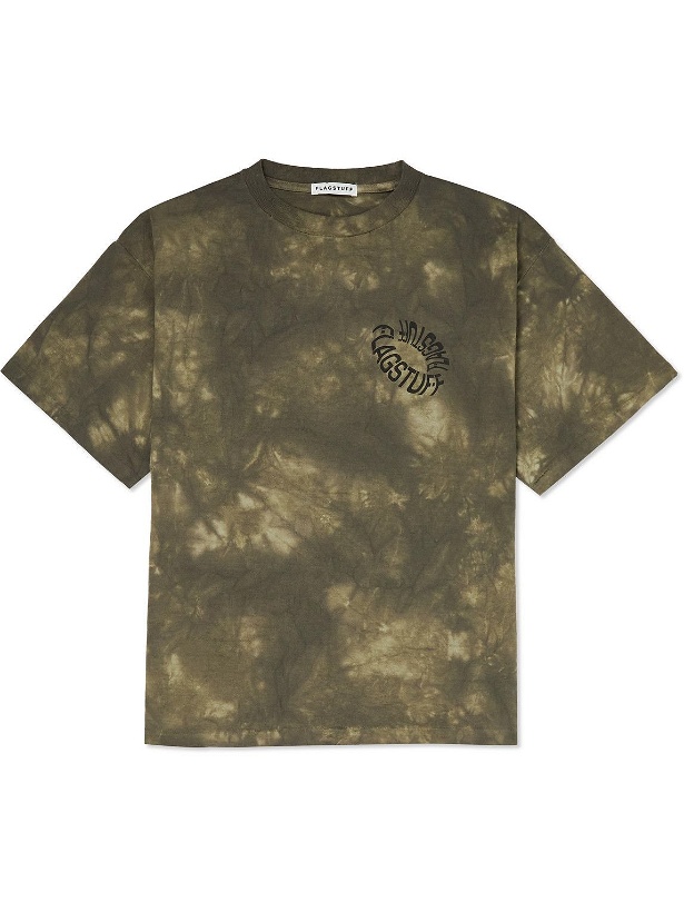 Photo: Flagstuff - Logo-Print Tie-Dyed Cotton-Jersey T-Shirt - Green