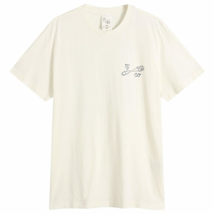 Photo: Nudie Jeans Co Men's Roy NJCO Pin T-Shirt in Chalk White