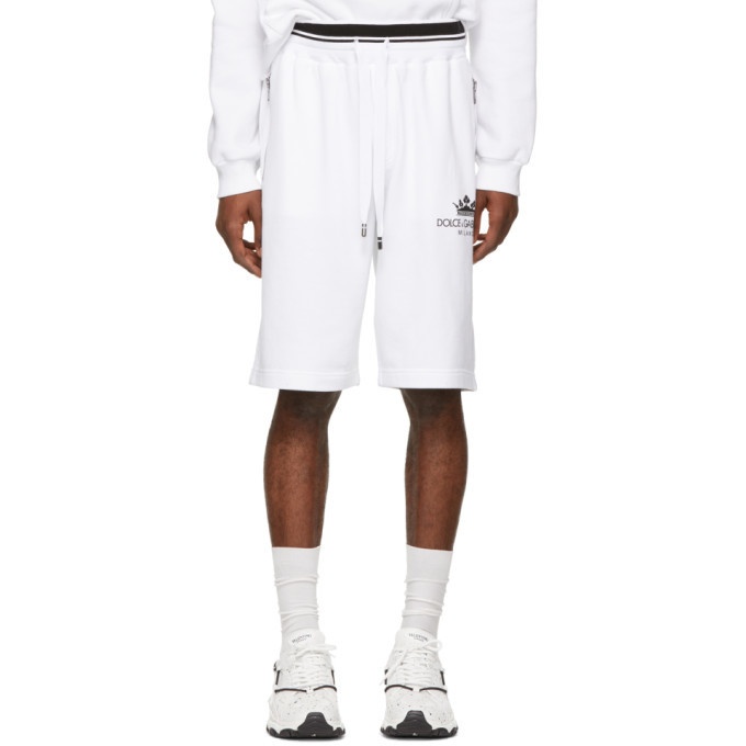 Photo: Dolce and Gabbana White Crown Basketball Shorts